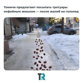 Томичи предлагают бороться с гололедом кофейным жмыхом