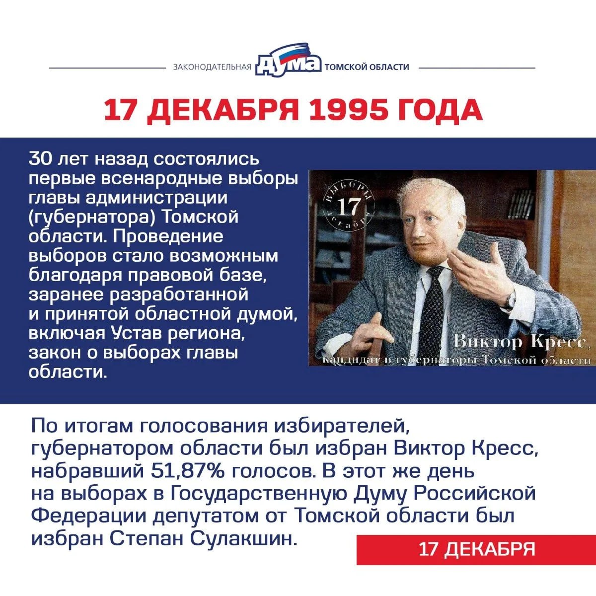 Избранные. Даты и события из истории представительной власти Томской области (15-21 декабря) Избранные. Даты и события из истории представительной власти Томской области (15-21 декабря)