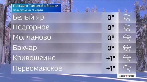 Доброе утро! Прогноз погоды в Томской области