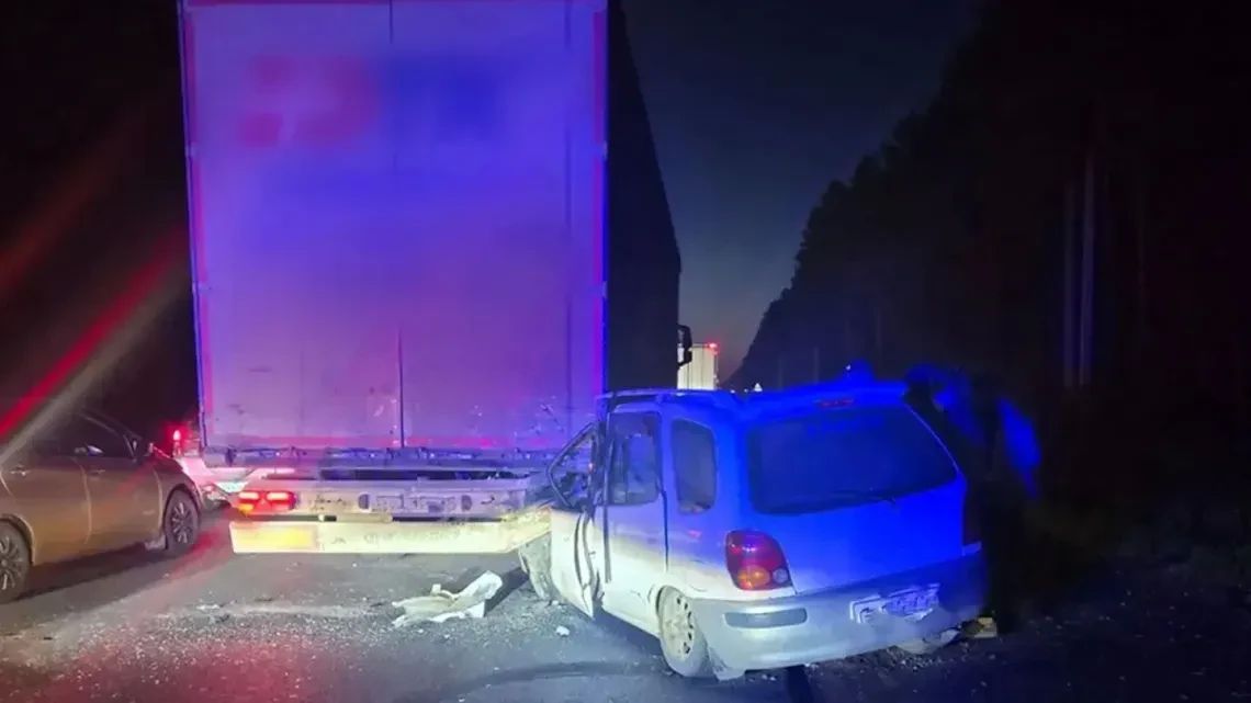 84летний водитель въехал в стоявший грузовик на трассе Томск - Колпашево